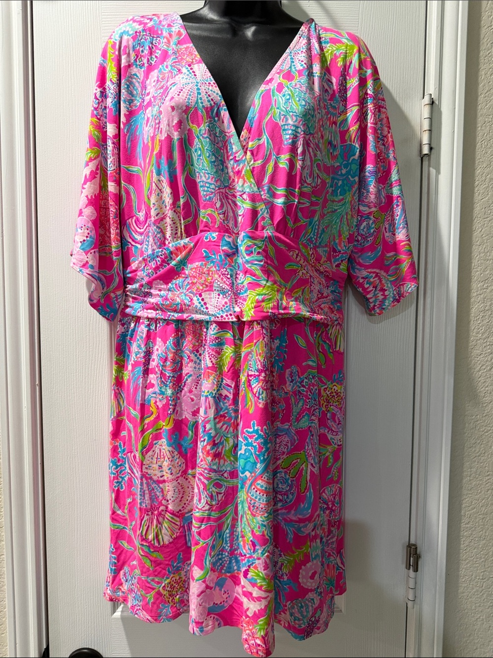 Lilly Pulitzer shell me something good Parigi Floral Wrap Romper XL NWOT